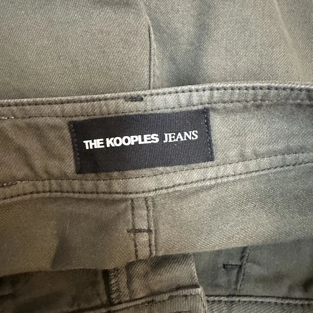 The Kooples Cotton Faux Leather Trim Green Cuffed Shorts 26